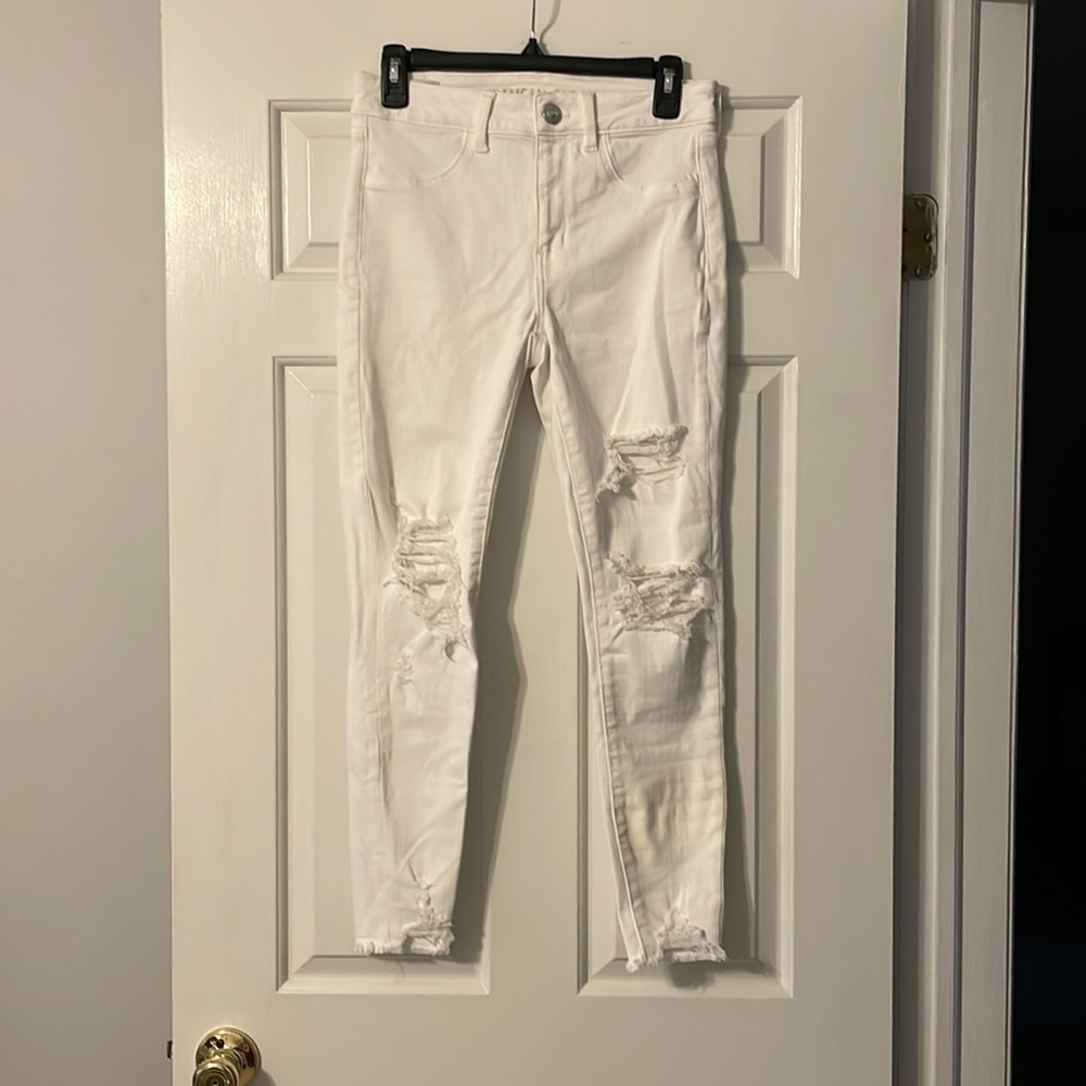 american eagle white hi-rise jegging